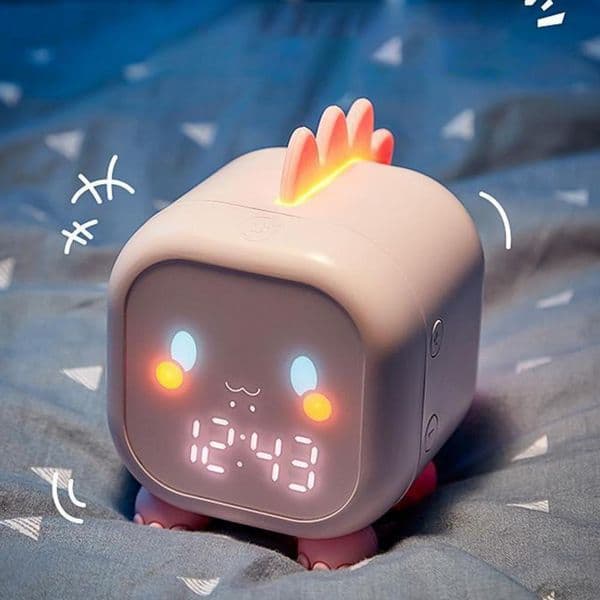 Cute Dinosaur Shape LED Clock Temperature Display Switch Sleep Training Kids Alarm Clock with Voice Control Digital for Desktop
