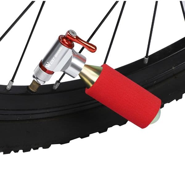 WEST BIKING Mini CO2 Bicycle Pump Portable Aluminum Alloy MTB Road Bike CO2 Inflator Hand Pump for Basketball Football Tire