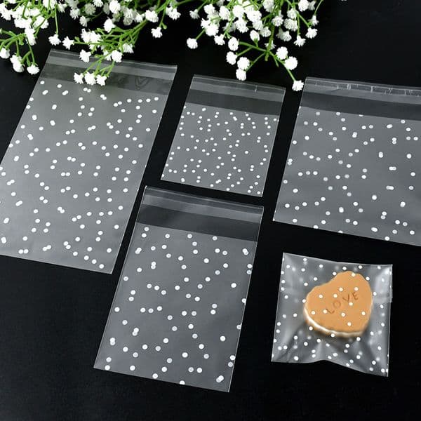 100pcs Transparent Polka Dot Candy Bags Cellophane Food Cookie Gifts Plastic Bags For Home Wedding Birthday Favor Packing Pouch