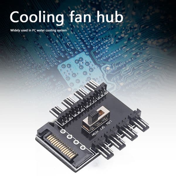 Multi Way Splitter Cooler Cooling Fan Hub PC SATA 1 to 8 3Pin 12V Power Socket PCB Adapter 2 Level Speed Controller for Computer