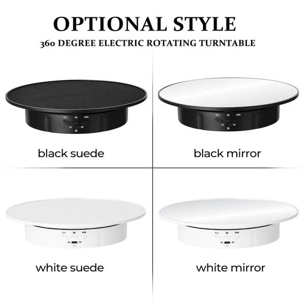 3 Speeds Adjustable Speed Electric Turntable Intelligent Electric Rotating Display Stand Turntable Jewelry Holder Video Shooting