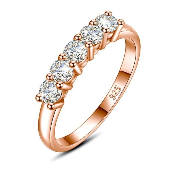 5 Stone Moissanite Ring Sier 100% Rose Gold 2025 Plated new Brilliant Jewelry with Certified Engagement Gifts For Woman Girl