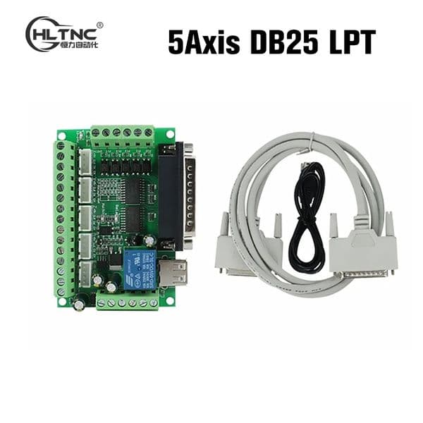 HLTNC Mach3 5 Axis DB25 LPT Port CNC Interface Breakout Board With Parallel and USB Cable Fit Nema23 Driver VFD For Engraver