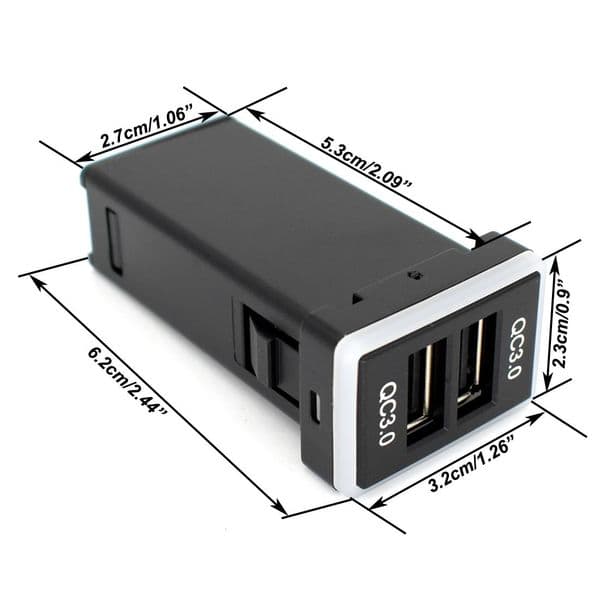 For Toyota QC3.0 Car Charger Dual USB Ports Phone Fast Quick Charging PDA DVR Adapter Plug & Play Cable Auto Accessories Styling