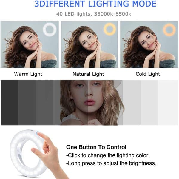 3200K-6500K 40 LED Lamps LED Selfie Ring Light For iPhone Andriod Universal Cellphone Vlog Live USB Charge Enhancing Fill Lights