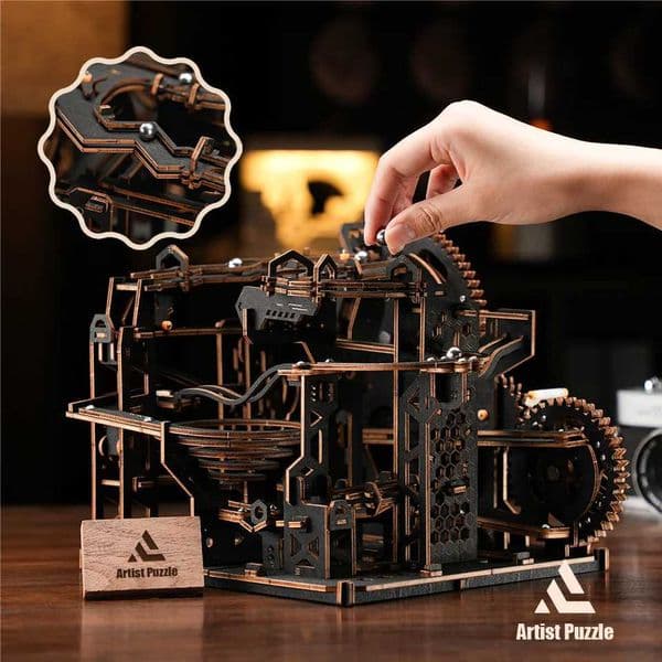 2026 New Difficulty 3D Adult DIY Wooden Building Blocks Kit And Wood Marble Run Puzzle Toys Childrens Christmas Gifts W241109 Designer