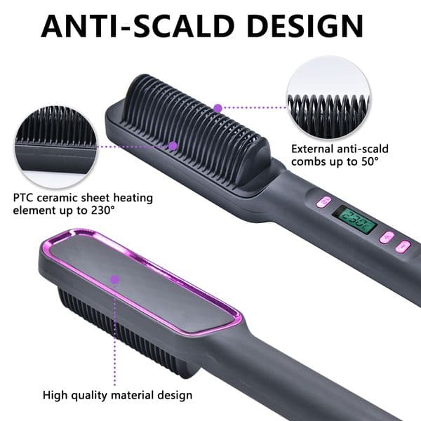 Hair Straightener Brush Hair Straightener Comb Anti-scald Hair Straightening Brush 2025 Fast Heating Ceramic Hair new Straightener Tools