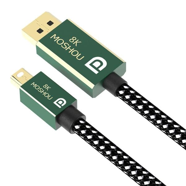 MOSHOU Mini 2.0 to new DP Cable 2025 8K 60Hz 4K 144Hz 77.4Gbps Female DP to Mini DP Wire For Video PC Laptop TV RTX 3080