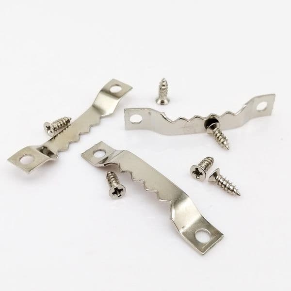 25pcs Small 7x40mm Sawtooth Picture Frame Hanger Hanging Photo Oil Painting Mirror Saw Tooth Hooks with Screws 3 colors