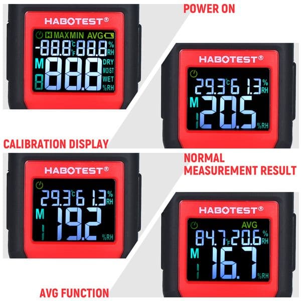 HABOTEST Wood Moisture Meter 0-99.9% Digital Wood Hydrometer Wood Moisture Tester Thermometer Hygrometer Wood Humidity Tester