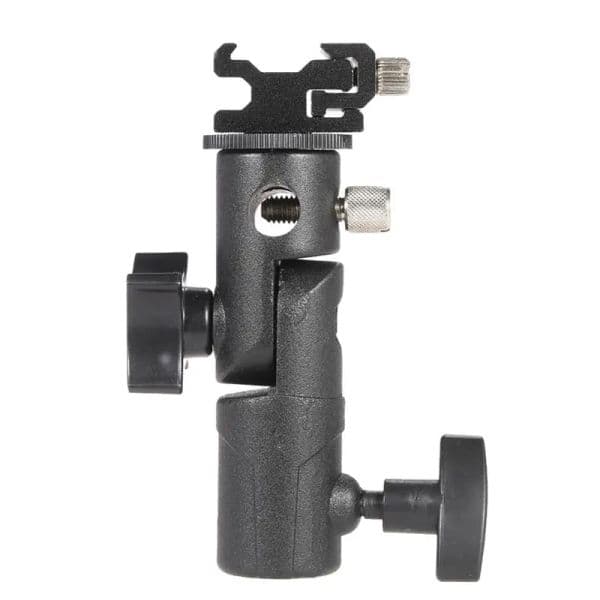 Universal E Type Metal Flash Bracket Shoe Speedlite Umbrella Holder With 1/4" to 3/8" Screw Mount Swivel Adapter Light Stand