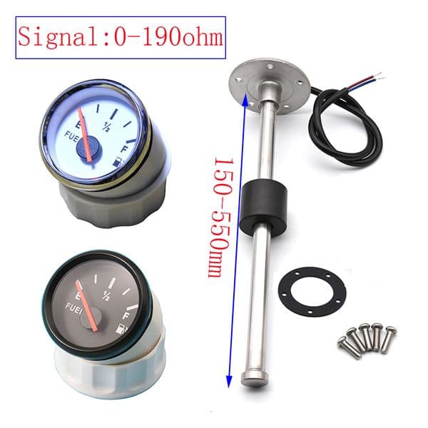 52MM Fuel Level Gauge for Marine Boat Yacht Fuel Level Sensors Water Level Sensors 0-190ohm Oil Liquid Tank Indiator 150MM 200MM