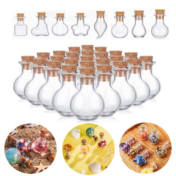 50/5Pc Mini Transparent Glass Bottle Wedding Birthday Party Glass Jars Drifting Bottles Small Wishing Bottles With Cork Stoppers