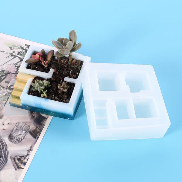 New Silicone Mold For Succulent Plants Concrete Square Round With Stairs Desktop Bonsai Flower Pot Mold Handmade Home Decor