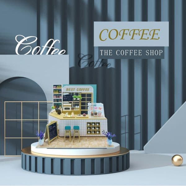 DIY Wooden Doll House Miniature With Furniture Kit Coffee Shop Model Dollhouse Assembly Toys for Children Christmas Gift Casa