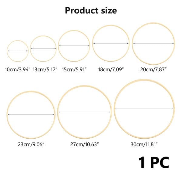 10Pcs 10/15/18/20/23/30cm Wooden Ring Bamboo Hoop Frame DIY Wreath Decorative Circle Craft Tools Wedding Christmas Decoration