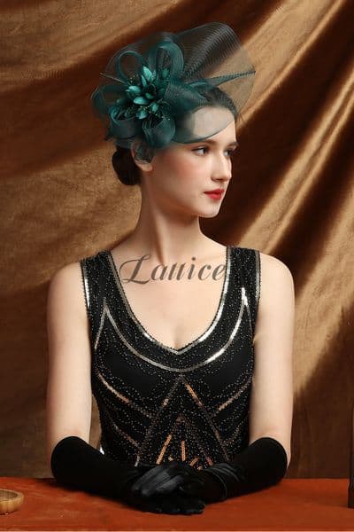 Feathers Tea Party Hat Veil Headband Hair Clip for Cocktail ChurcTea Party Wedding Headwear