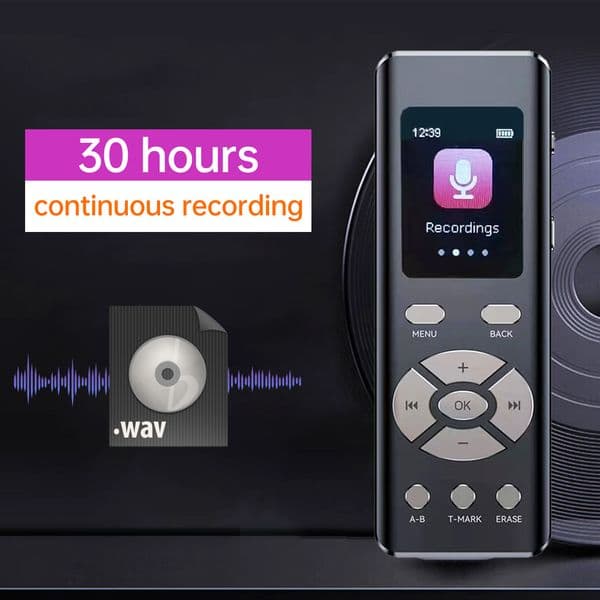 Voice Recorder with Microphone MP3 2-Channel Stereo Recording Digital Audio Recorder for Teachers Students Journalists