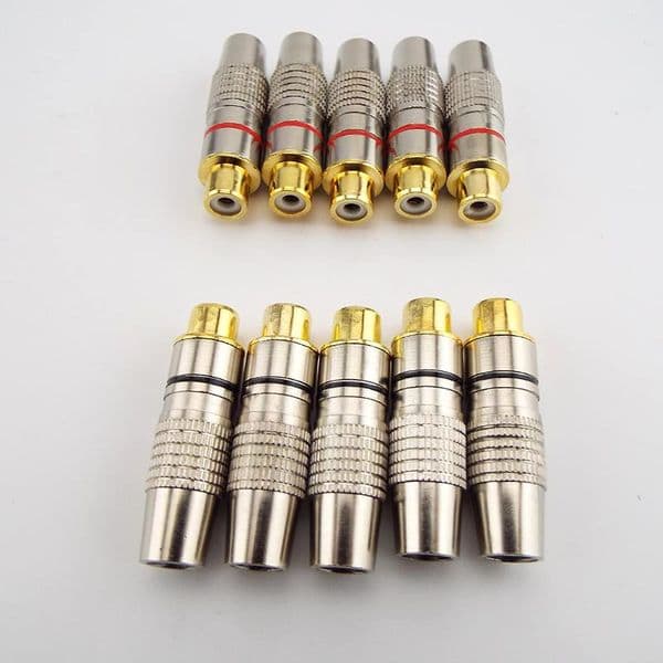 2/4/10pcs Balck Red Gold plated RCA Female Jack Plug Solder Audio Video Adapter Connector rca Female Convertor for Coaxial Cable