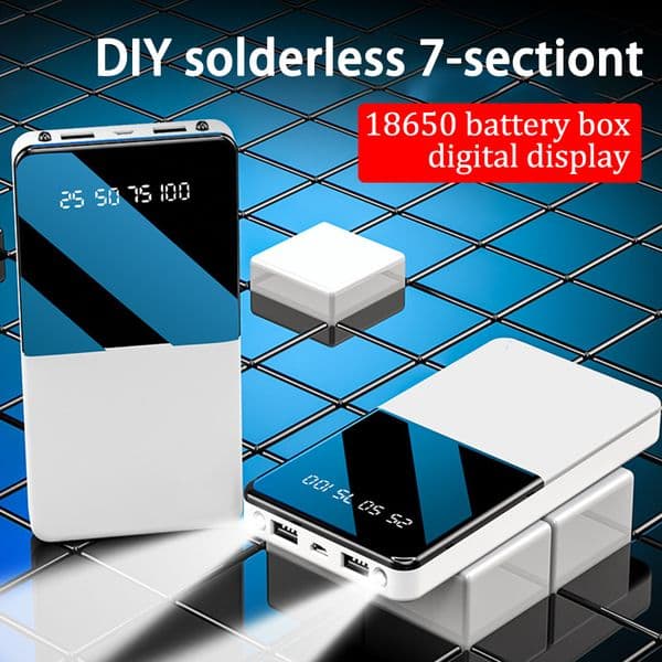 Portable Battery Holder Plastic Shells Boxes Power bank Cases Protectors LED