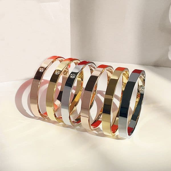 Classic Crystal 6mm Couple Dia High Quality 316L Titanium Steel Designer Bracelet