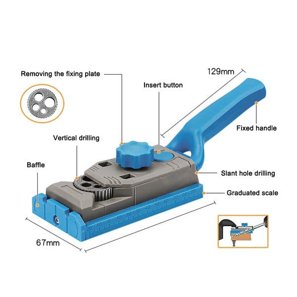 Woodworking Pocket Hole Jig Straight/Inclined Hole Drill Locator Manual Pilot Wood Drilling Dowelling Hole Saw Master System Set