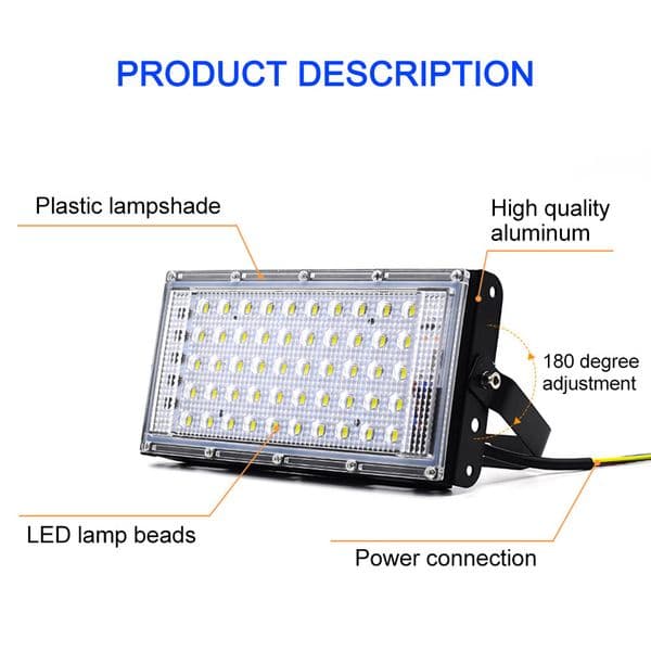 50W Red/Green/Blue/White LED Floodlight AC 220-240V Outdoor Flood Light Spotlight Waterproof Outdoor Street Wall Lamp Spotlight
