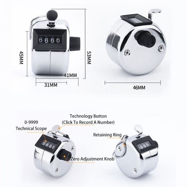 4 Digit Number Mini Hand Held Tally Counter Digital Golf Clicker Manual Training Counting Max 9999 Counter