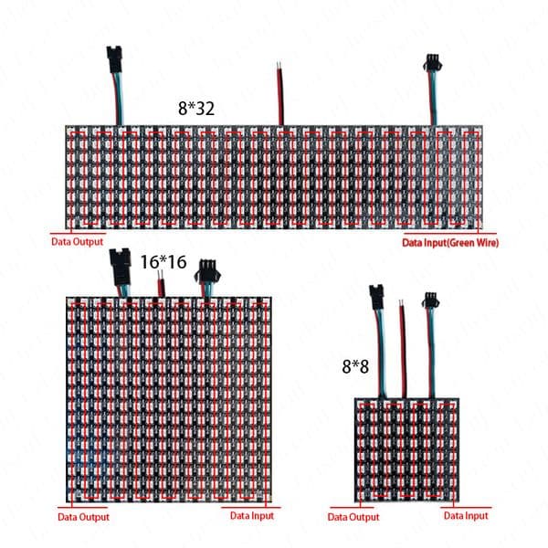 LED Digital Pixels Screen WS2812B SMD 5050 DC 5V 8x8 8x32 16x16 - 256 RGB Addressable and Programmable Flexible Dot Madrix Panel