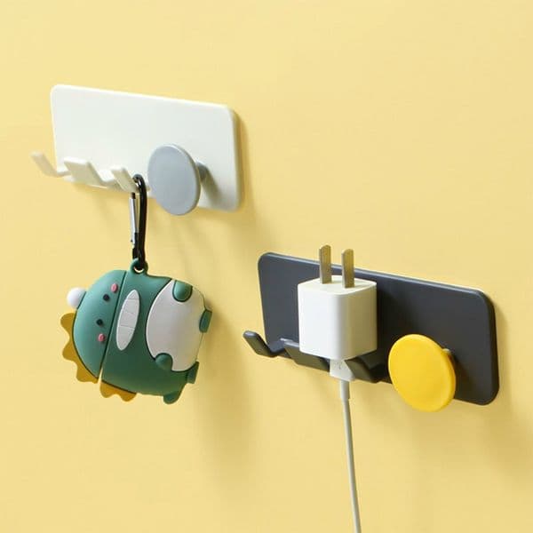 Wall Storage Hook 3Slot Punch-Free Power Plug Toothbrush Socket Holder Multipurpose Self-Adhesive Storage Hook Kitchen Organizer