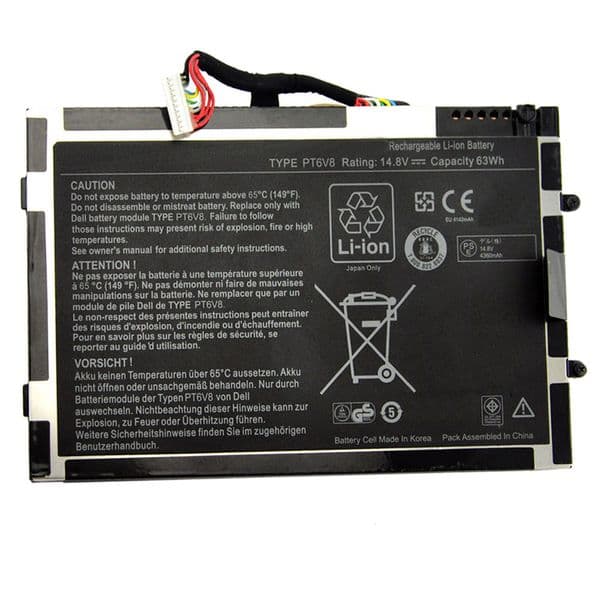 14.8V 63WH PT6V8 Laptop Battery for Dell Alienware M11X M14X R1 R2 R3 8P6X6 08P6X6 T7YJR P06T