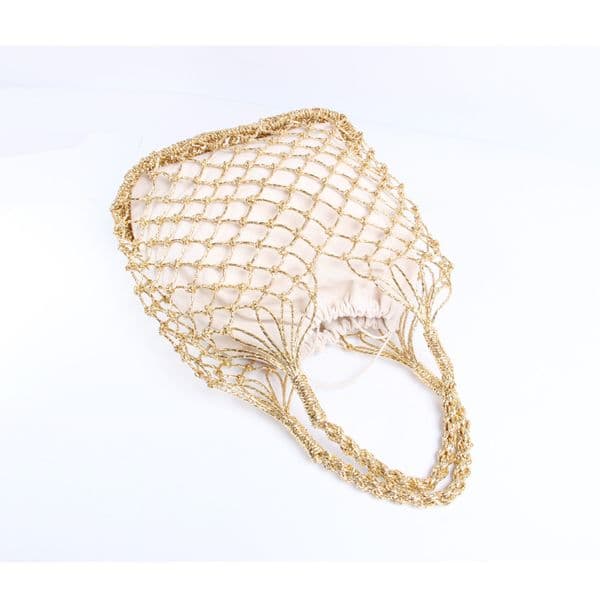 New Style Gold Silver Thread Hollow Straw Bag Girls Accessories Beach Bag Holiday Bag Women Travel Holiday Handbag Photo Props
