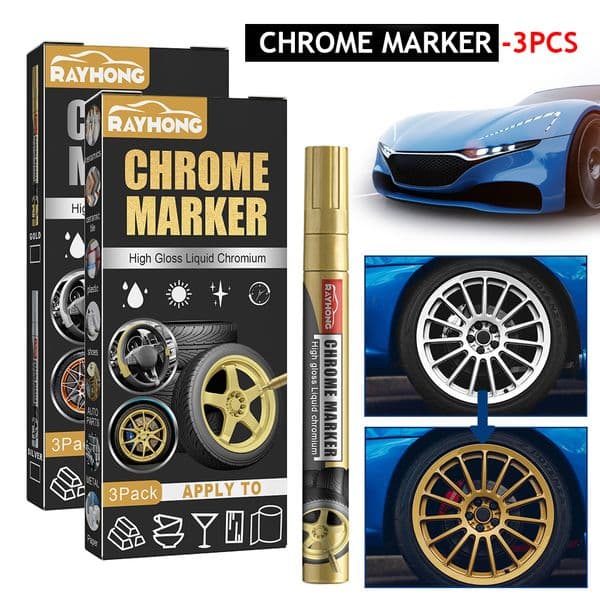 3pcs Chrome Marker Pen Permanent Marker For Car Bike Motor Tires Tyre Marker Paint Pen Rubber Tyre Marker Metallic Markers