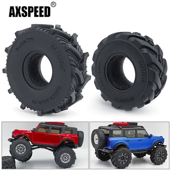 AXSPEED 4Pcs 1.0inch 54/62mm All Terrain Mud Rubber Tires for Axial SCX24 Bronco Gladiator Deadbolt Wrangler 1/24 RC Crawler Car