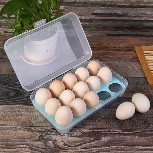 15 Grids Egg Storage Box Eggs Case Holder Portable Plastic Food Storage Container Refrigerator Egg Tray Fresh Container With Lid