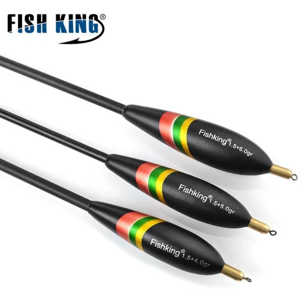 FISH KING 3pcs/Lot 1.5-4.0g 1.5+5.0g 1.5+6.0g Fishing Cork Stopper Bobber Buoy Pesca Balsa Floats Set For Carp Fishing Tackle