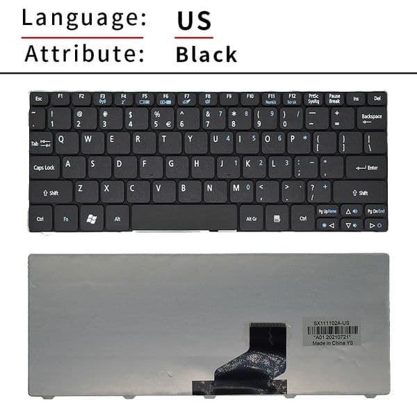 US Russian Laptop Keyboard For Acer Aspire One D255 D260 D257 D270 D255E 522 521 EM350 N55C ZH9 E100 AOE100 POVE6 ZE7 532H AO521