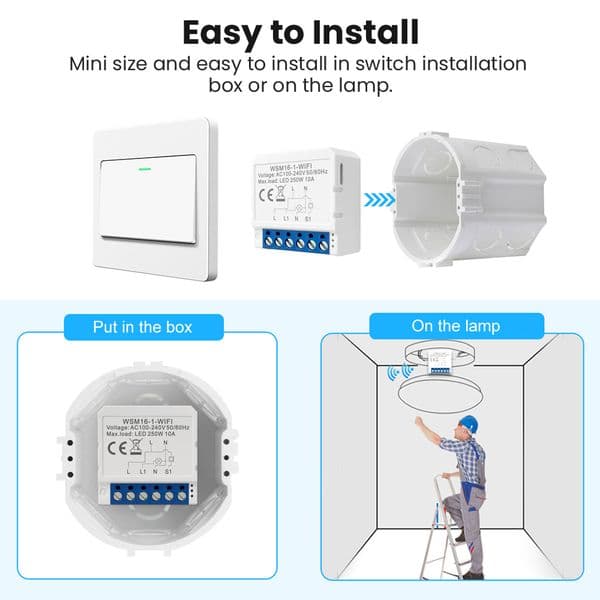 Tuya WiFi Smart Switch 10A Support 2 Way Control Smart Home 1/2/3/4 Gang Need Neutral Wire Works With Alexa Google Home Alice