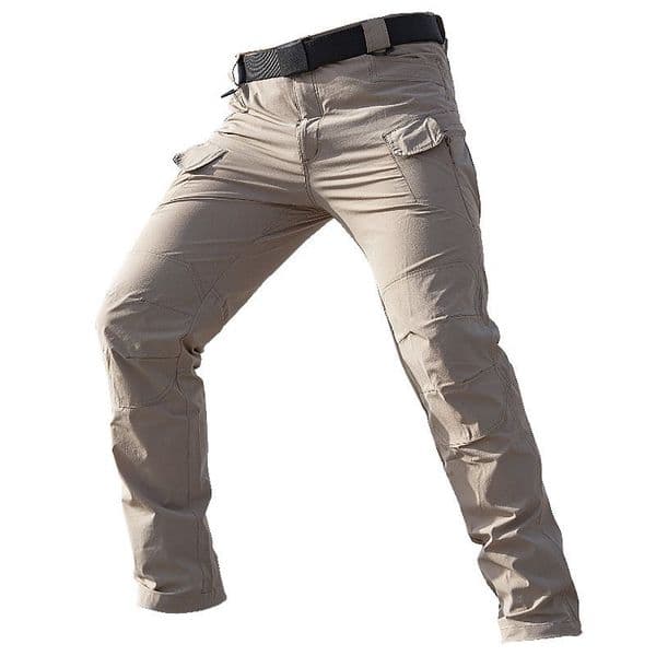 The Four Seasons Man Slim Solid Color Multiple Pockets Functional Elastic Force Waterproof Quick Drying Trousers