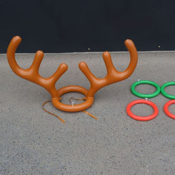 New Year Santa Funny Inflatable Inflated toys Christmas Game Reindeer Antler Hat Ring Toss