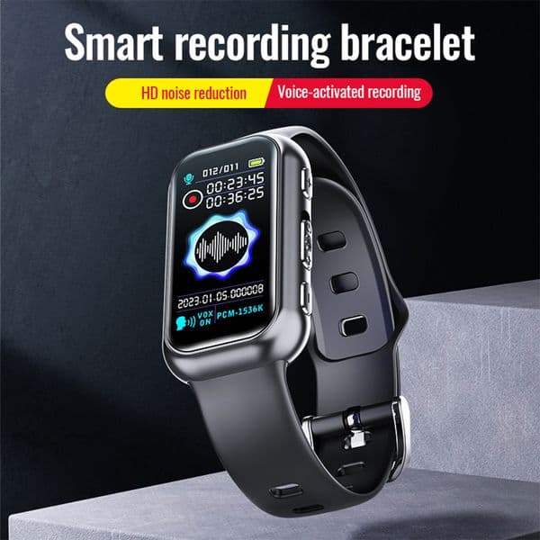 Portable Digital Voice Recorder 8-64GB Wrist Watch 192kbps Audio Recording Dictaphone OLED Screen MP3 Player for Business