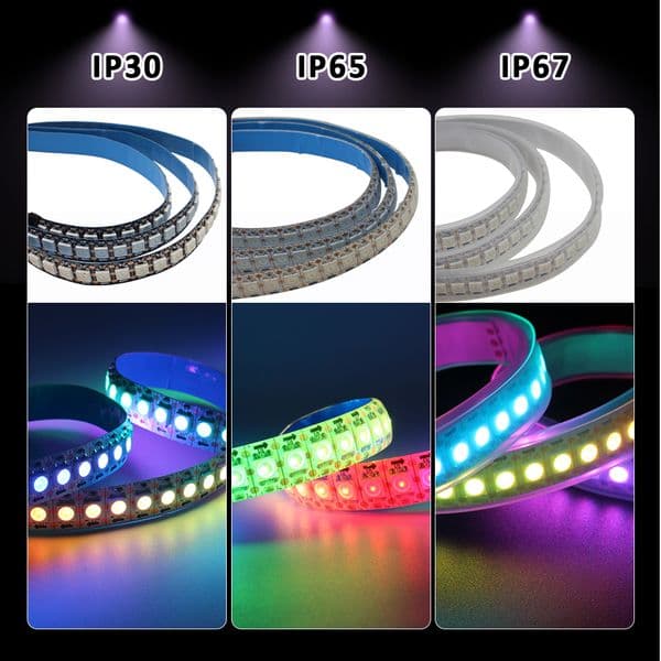 RGBIC LED Strip Lights 5V WS2812B USB Addressable RGB 5050 IP30 IP65 IP67 Waterproof Bluetooth 30 60 144 Smart Pixels Tape Lamp