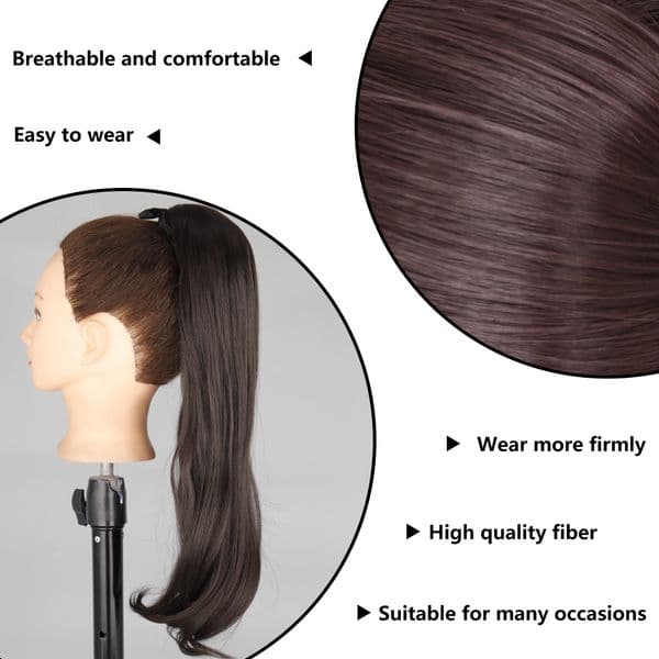 XINRAN Synthetic Corn Wavy Long Ponytail For Women Hairpiece Wrap On Clip Hair Extensions Straight Long PonytailHairExtension