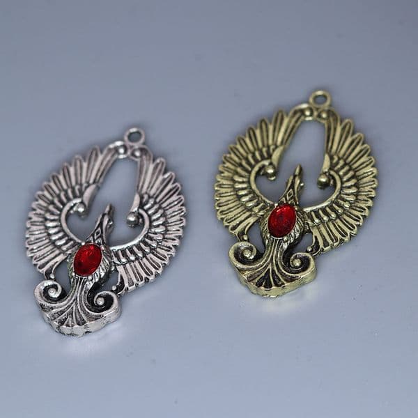 3pcs/Lot Phoenix Bird Red Crystal Pendant Eagle Charm Pendant for DIY Vintage Necklace Earrings Handmade Couple Gift Jewelry