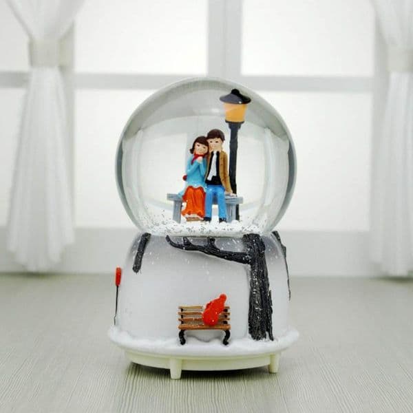 Automatic Spray Snow Music Crystal Ball Colorful Luminous Couple Snow Globe Music Box Sky City Music Case Valentine's Day Gifts