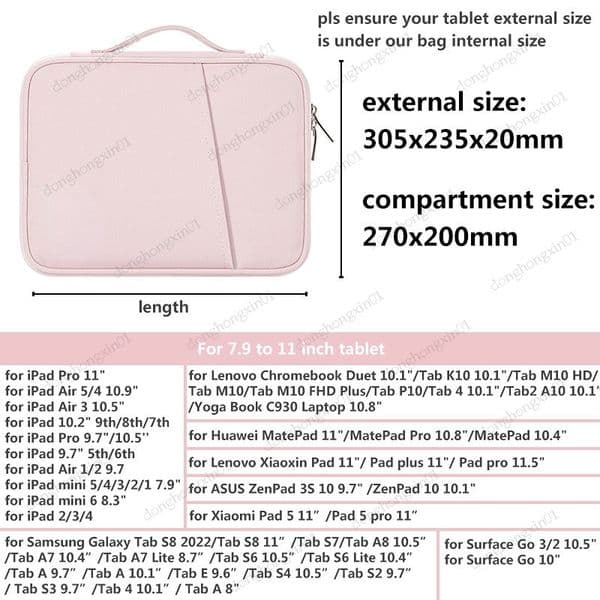 Tablet Handbag Case 9-13inch For Microsoft Surface Go4 2023 Go Go2 Surface Pro 3/4/5/6/7 13 Tablet Sleeve Bag Pouch Case