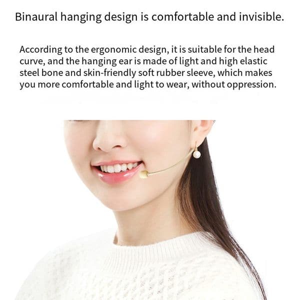 Beige Earhook Microphone Loudspeaker Speech Double Hang Ear Wired Headset Microphone For Recording Live Broadcast
