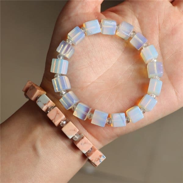 Square Bracelet With Glass Spacer Beads Moss Agates Opal Turquois Lapis Lazuli Imperial Stone Bracelet Jewelry Gifts For Women a74cc
