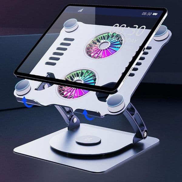Adjustable Laptop Stand With Cooling Fan Semi-Conductor Cooler Pad External Quiet Fans Heavy Metal Base Aluminum Desktop Tablet