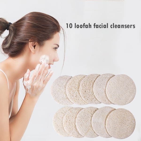 10pcs Natural Loofah Face Cleaning Pads Bath Shower Scrubber Exfoliator Sheet